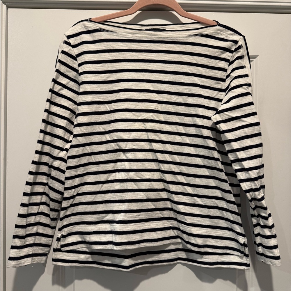 J. Crew Navy and White Striped Long Sleeve Top
